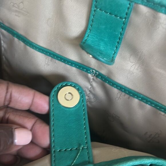 Cole Haan Green Leather Weaved Tote Bag - Picture 6 of 8